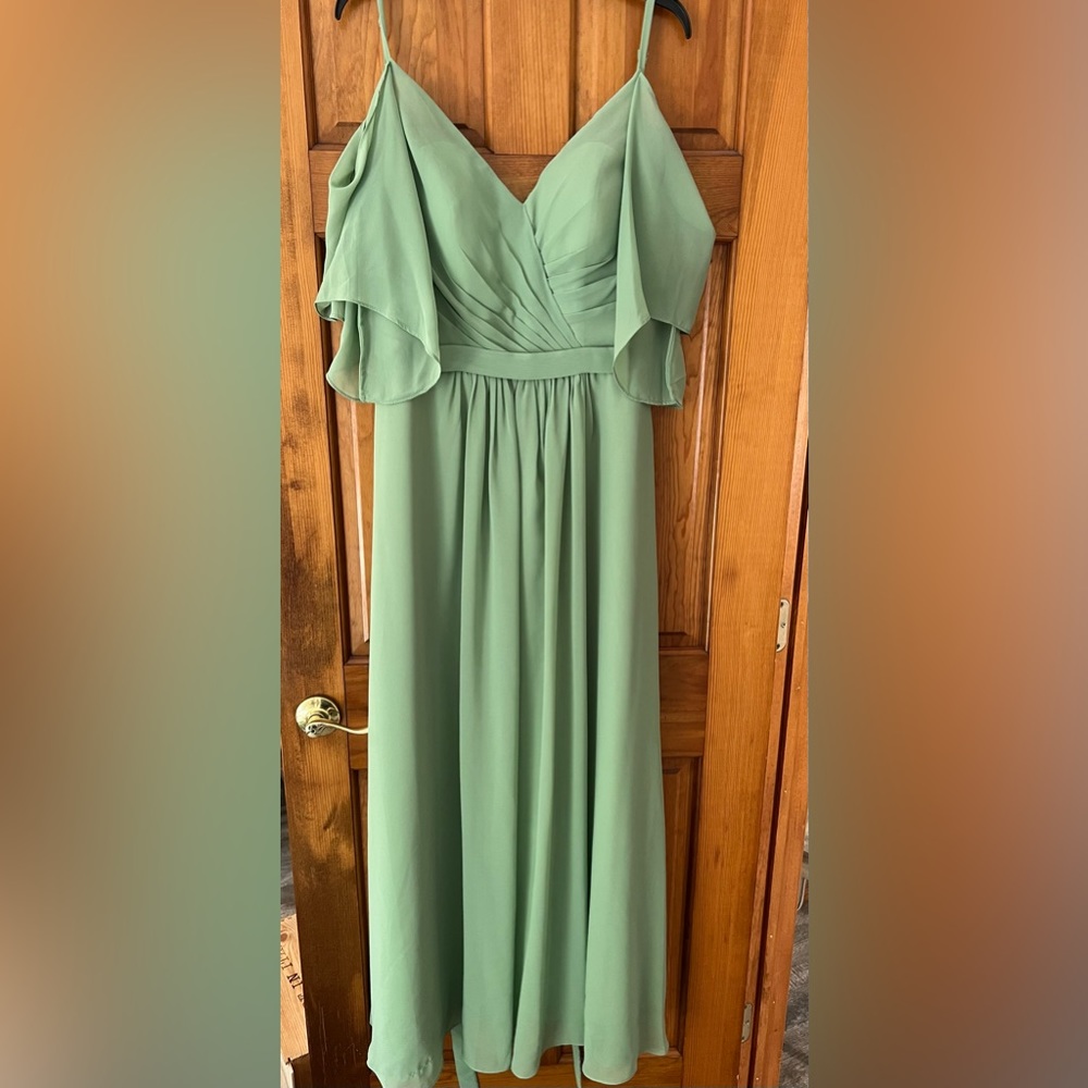 New cold shoulder tie up the back dress.